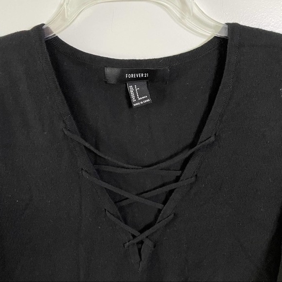 Forever 21 Black Knit Lace Up Sweater Dress - Picture 2 of 3